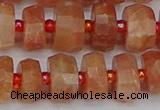 CRB818 15.5 inches 6*10mm faceted rondelle orange moonstone beads