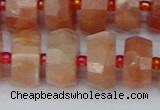 CRB820 15.5 inches 8*14mm faceted rondelle orange moonstone beads