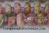 CRB834 15.5 inches 6*10mm faceted rondelle rhodochrosite beads