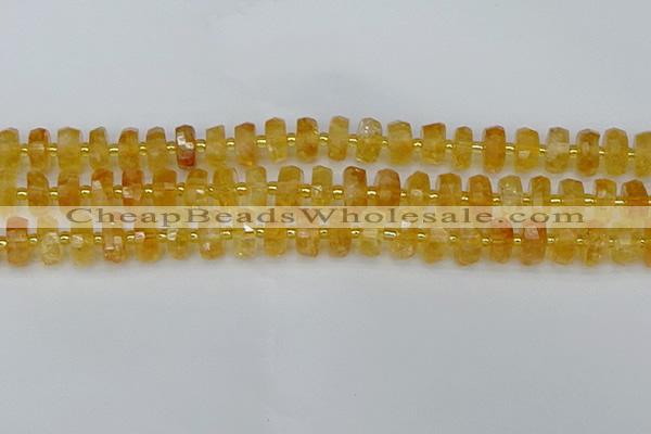 CRB842 15.5 inches 6*10mm faceted rondelle citrine beads