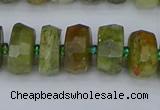 CRB850 15.5 inches 6*10mm faceted rondelle green garnet beads