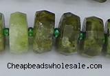 CRB853 15.5 inches 8*16mm faceted rondelle green garnet beads