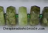 CRB854 15.5 inches 8*18mm faceted rondelle green garnet beads