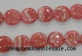 CRC106 15.5 inches 12mm flat round natural argentina rhodochrosite beads