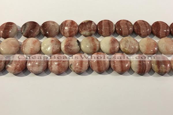 CRC1070 15.5 inches 20mm flat round rhodochrosite beads