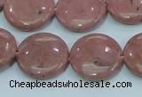 CRC207 16 inches 20mm flat round rhodochrosite gemstone beads