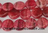 CRC23 15.5 inches 14mm flat round dyed rhodochrosite gemstone beads