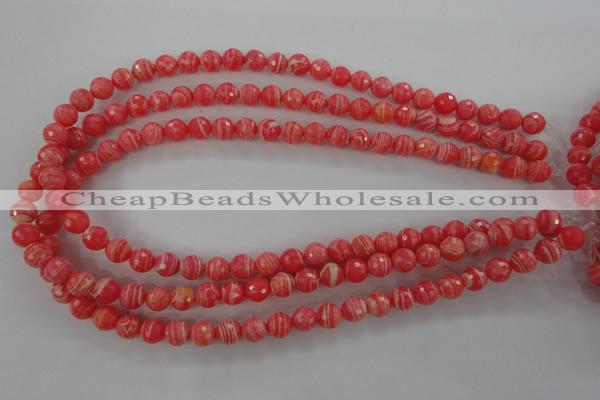 CRC402 15.5 inches 8mm faceted round synthetic rhodochrosite beads