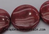 CRC820 15.5 inches 30mm flat round Brazilian rhodochrosite beads