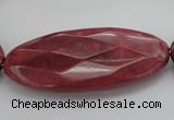 CRC862 15.5 inches 25*50mm faceted oval Brazilian rhodochrosite beads