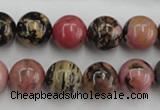 CRD04 15.5 inches 12mm round natural rhodonite gemstone beads