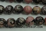 CRD14 15.5 inches 10mm faceted round rhodonite gemstone beads