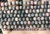 CRD31 15.5 inches 6mm round matte rhodonite beads wholesale