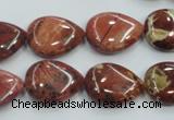 CRE15 16 inches 13*18mm flat teardrop natural red jasper beads wholesale