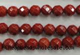 CRE153 15.5 inches 8mm faceted round red jasper beads wholesale