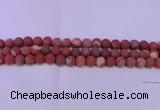 CRE160 15.5 inches 4mm round matte red jasper beads