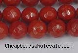 CRE341 15.5 inches 10mm faceted round red jasper beads