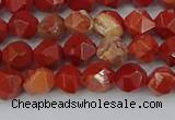 CRE345 15.5 inches 6mm faceted nuggets red jasper beads