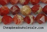 CRE346 15.5 inches 8mm faceted nuggets red jasper beads