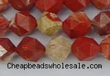 CRE347 15.5 inches 10mm faceted nuggets red jasper beads