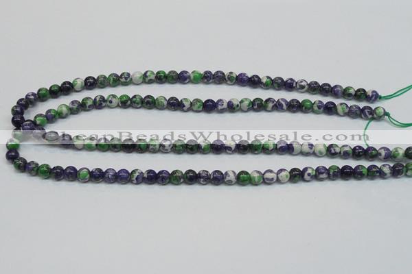 CRF02 15.5 inches 6mm round dyed rain flower stone beads wholesale