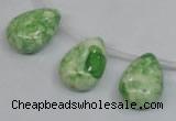 CRF228 Top-drilled 13*18mm flat teardrop dyed rain flower stone beads