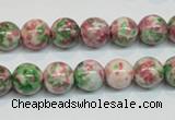 CRF24 15.5 inches 10mm round dyed rain flower stone beads wholesale