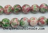 CRF25 15.5 inches 12mm round dyed rain flower stone beads wholesale