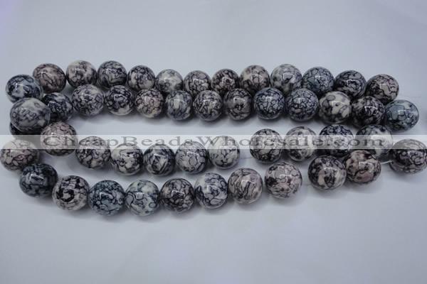 CRF286 15.5 inches 16mm round dyed rain flower stone beads