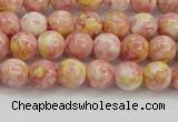 CRF314 15.5 inches 4mm round dyed rain flower stone beads wholesale