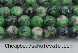 CRF349 15.5 inches 4mm round dyed rain flower stone beads wholesale