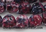 CRF364 15.5 inches 11*12mm skull dyed rain flower stone beads