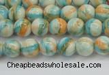 CRF392 15.5 inches 4mm round dyed rain flower stone beads wholesale