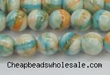 CRF394 15.5 inches 8mm round dyed rain flower stone beads wholesale