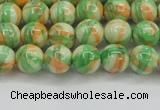 CRF417 15.5 inches 6mm round dyed rain flower stone beads wholesale