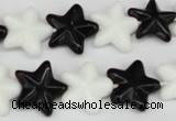 CRG23 15.5 inches 16*16mm star black & white agate gemstone beads