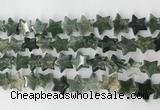 CRG40 15.5 inches 14mm flat star moss agate gemstone beads wholesale