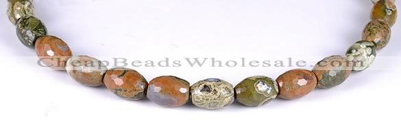 CRH02 10*14mm faceted rice natural rhyolite beads Wholesale