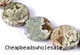 CRH08 different sizes coin sape natural rhyolite beads Wholesale