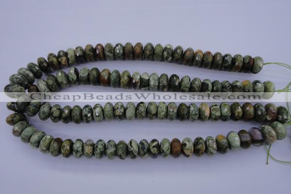 CRH119 15.5 inches 7*14mm faceted rondelle rhyolite gemstone beads