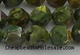 CRH164 15.5 inches 12mm faceted nuggets rhyolite gemstone beads