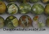 CRH530 15.5 inches 12mm faceted round rhyolite beads wholesale