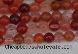 CRH600 15.5 inches 4mm round red rabbit hair quartz beads