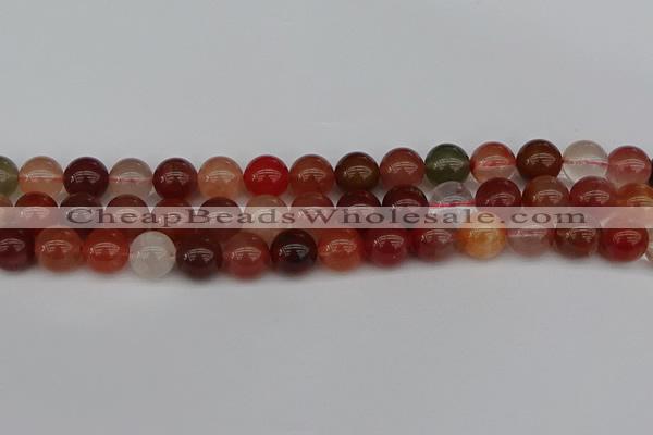 CRH603 15.5 inches 10mm round red rabbit hair quartz beads