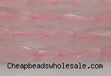 CRI02 15.5 inches 10*30mm faceted rice rose quartz beads wholesale