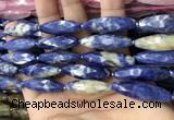 CRI121 15.5 inches 10*30mm faceted rice sodalite gemstone beads