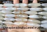 CRI123 15.5 inches 10*30mm faceted rice agate gemstone beads