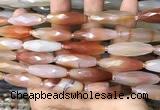 CRI126 15.5 inches 10*30mm faceted rice red agate gemstone beads