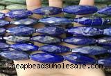 CRI151 15.5 inches 10*30mm faceted rice lapis lazuli beads