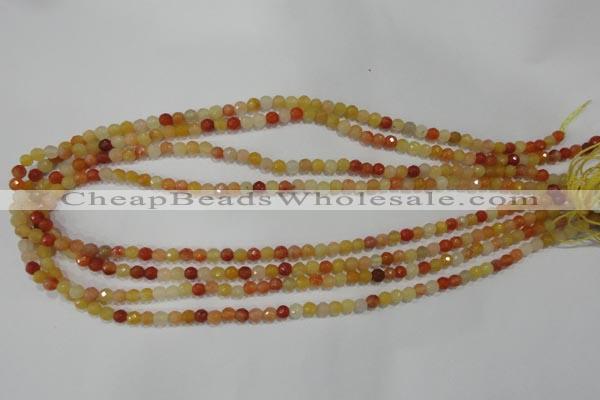 CRJ400 15.5 inches 4mm faceted round red & yellow jade beads